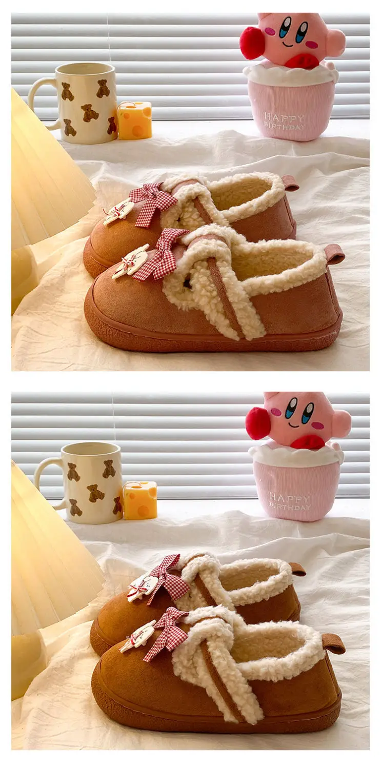 Women's Cartoon Fluffy Slippers Black White Winter Boots — feature 21