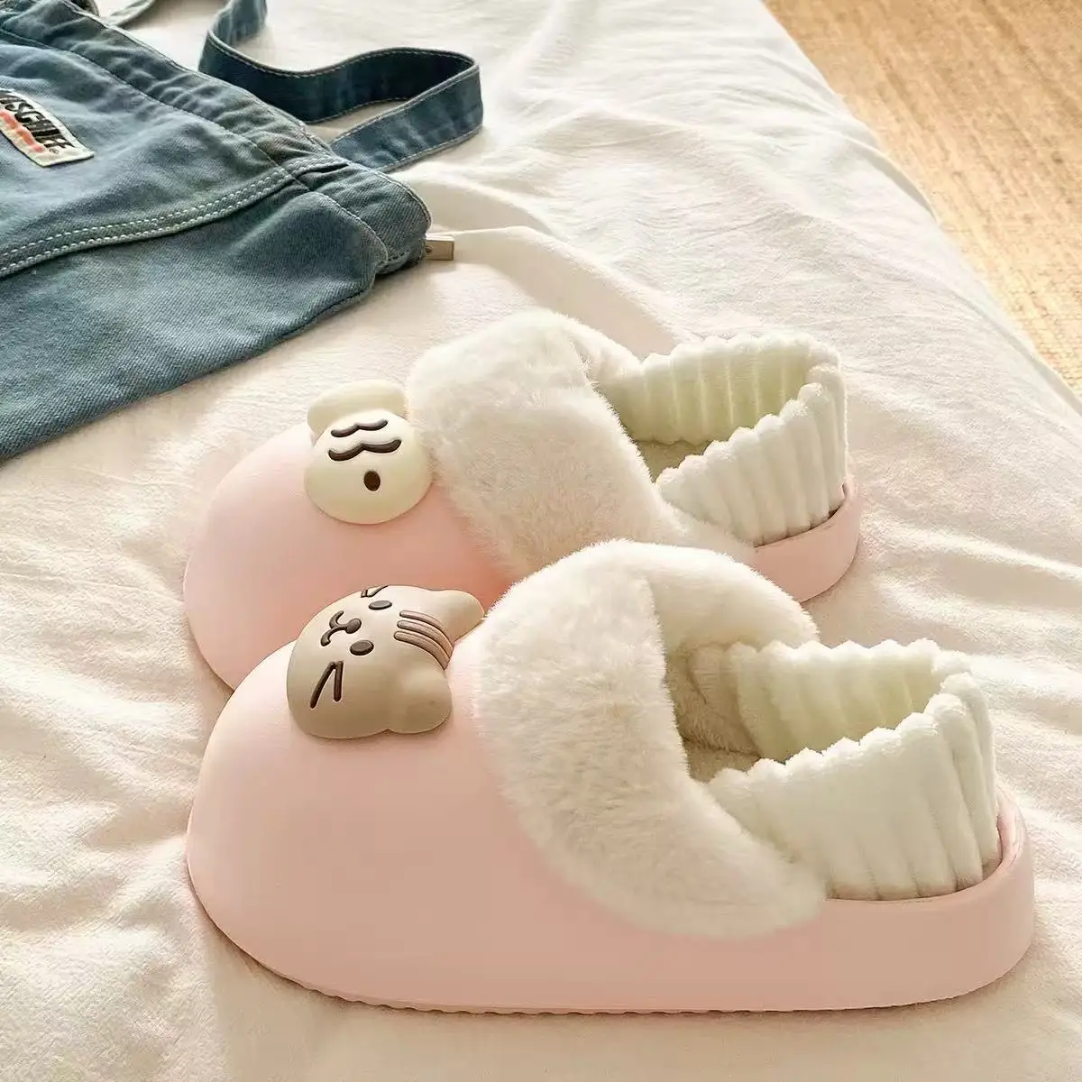 Women's Warm Plush Slippers Large Toe Winter Wear