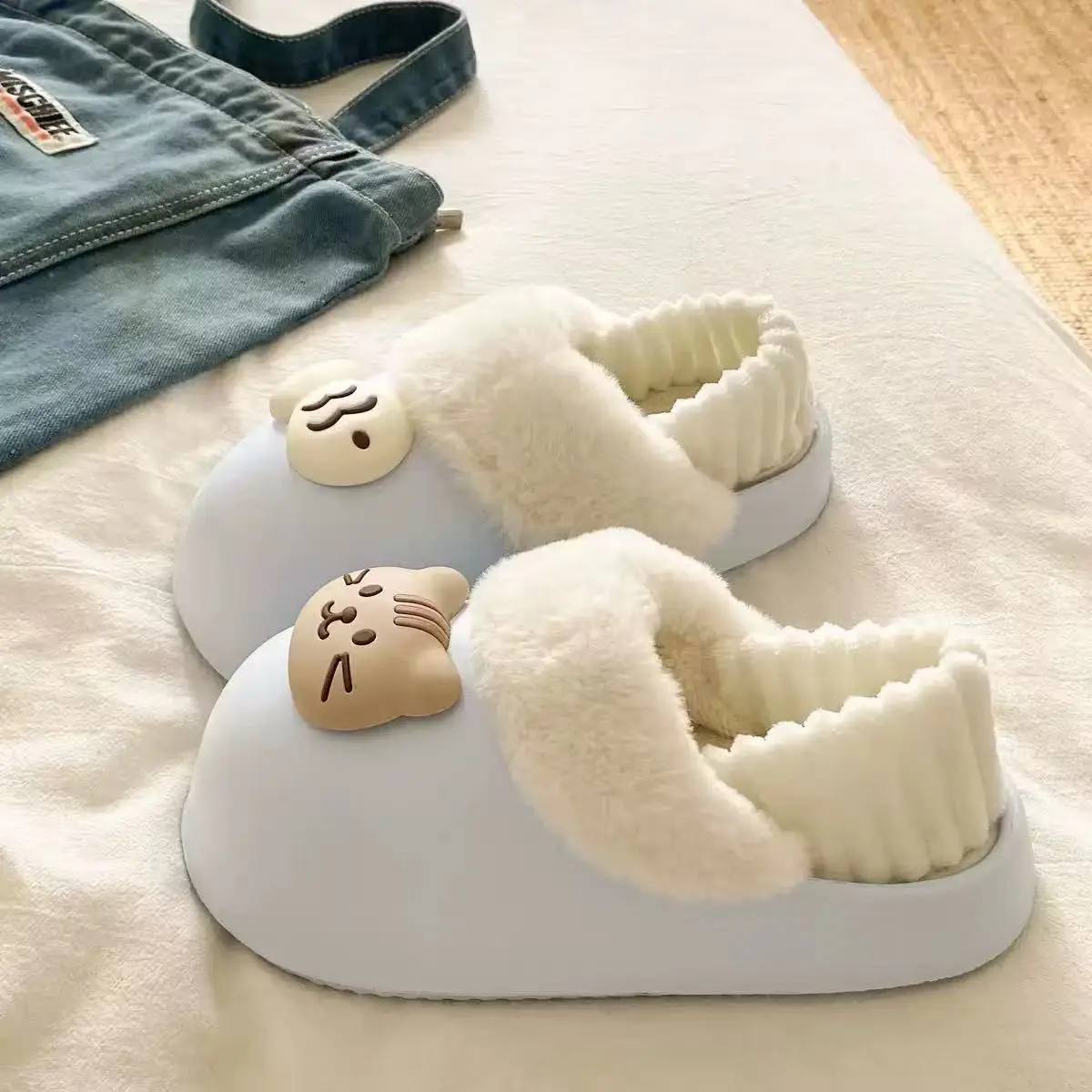 Women's Warm Plush Slippers Large Toe Winter Wear