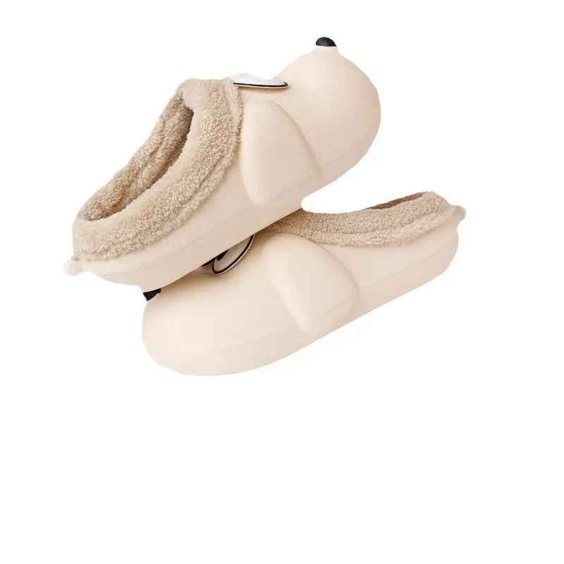 Bufen Dog Cotton Slippers 2025 Plush Cotton Slippers with Extra Fleece, Warm, Non-Slip, Solid Color, Suitable for Home and Outdoor Use, High-End Cotton Slippers