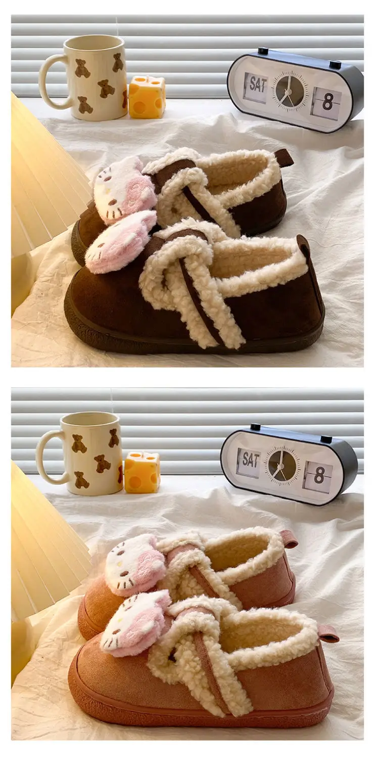 Cute Cat Design Cotton Slippers Women Winter Warm — feature 13