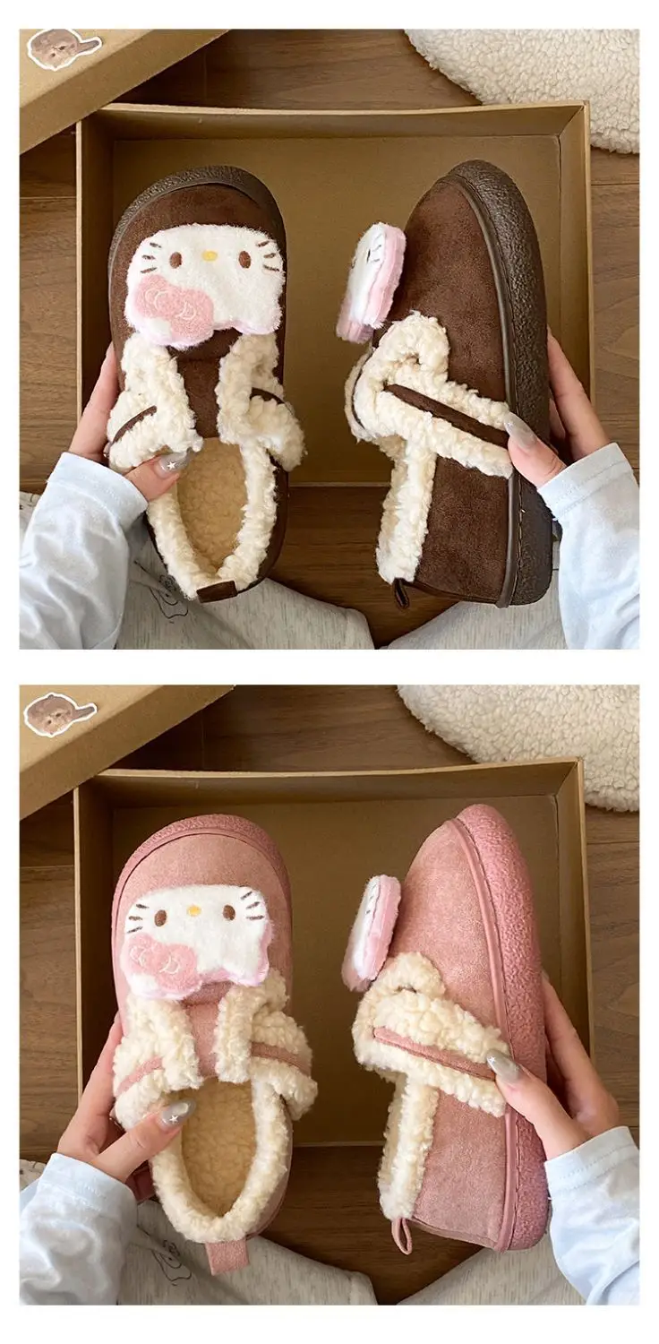 Cute Cat Design Cotton Slippers Women Winter Warm — feature 14
