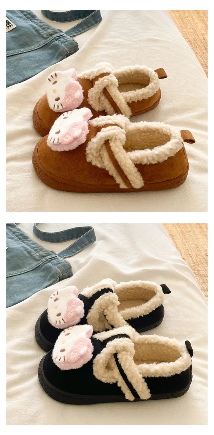 Cute Cat Design Cotton Slippers Women Winter Warm — feature 16