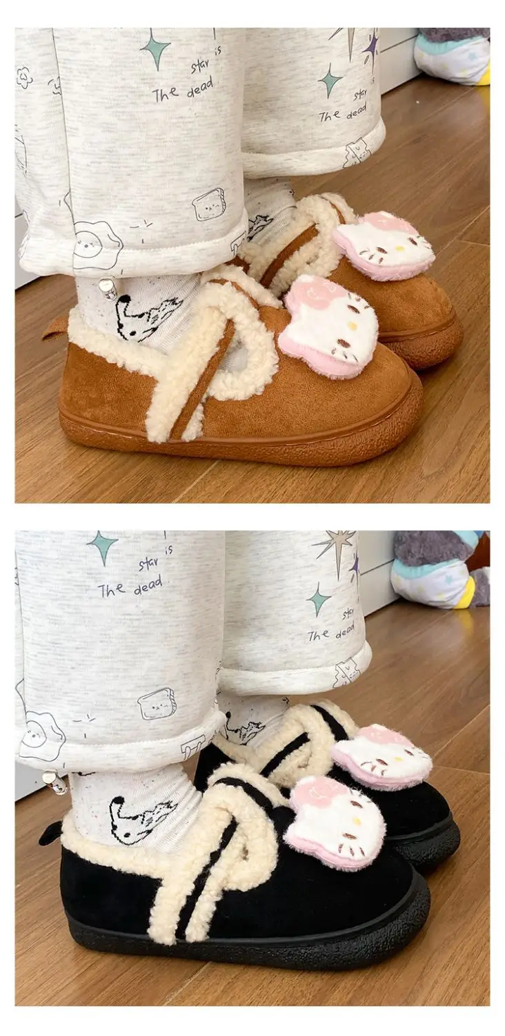 Cute Cat Design Cotton Slippers Women Winter Warm — feature 19