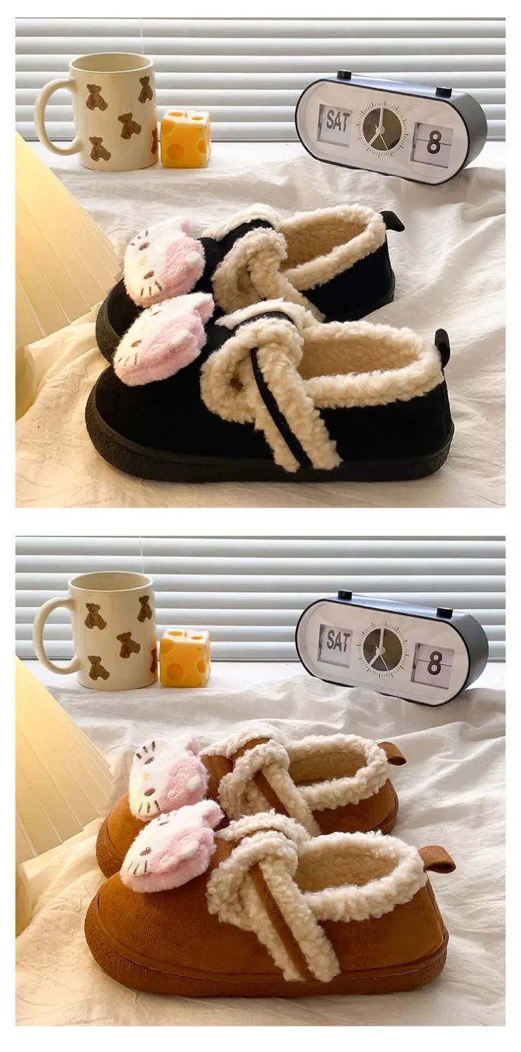 Cute Cat Design Cotton Slippers Women Winter Warm — feature 20