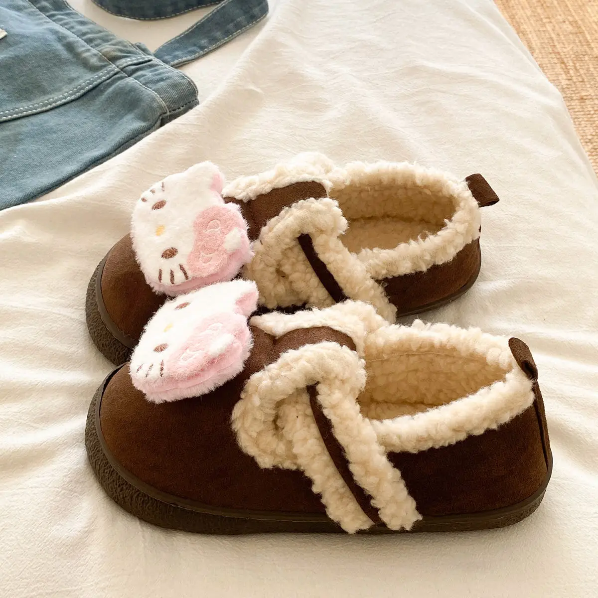 Cute Cat Design Cotton Slippers Women Winter Warm — feature 21