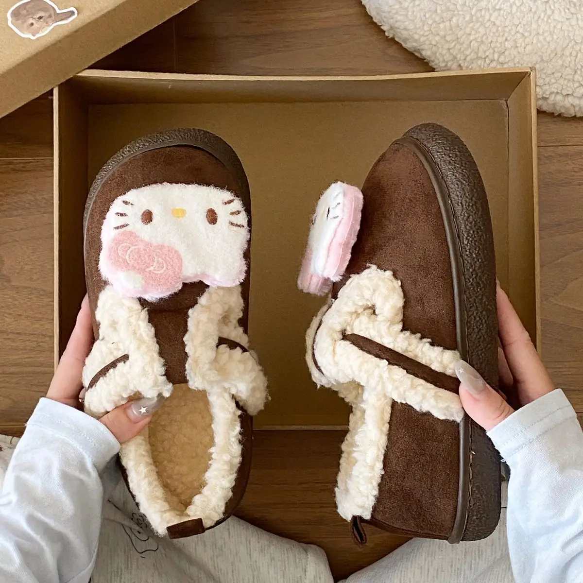 Cute Cat Design Cotton Slippers Women Winter Warm — feature 23