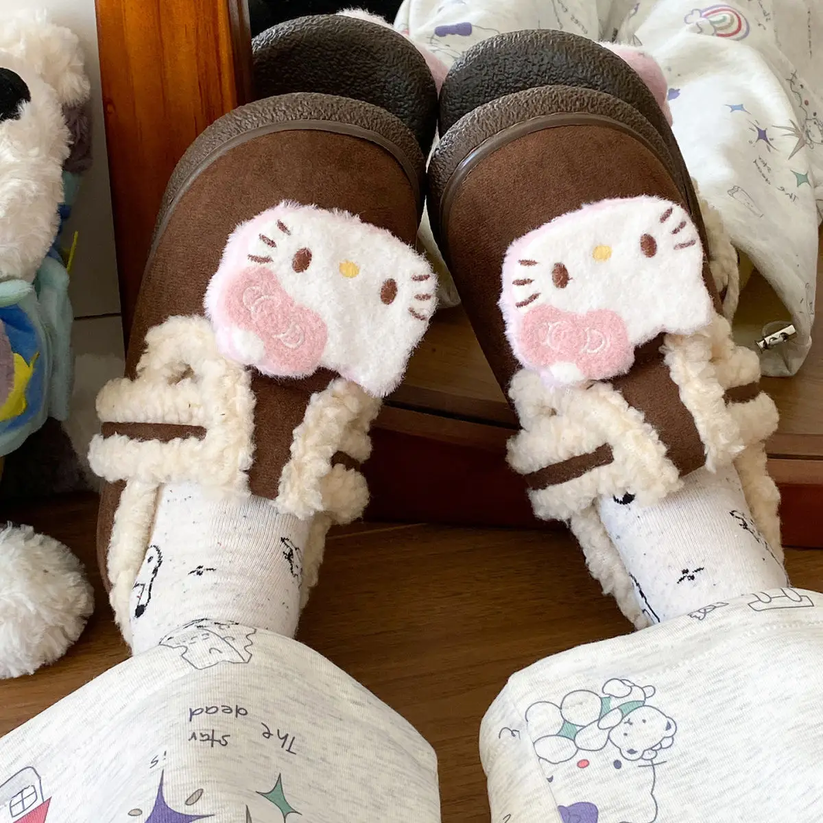 Cute Cat Design Cotton Slippers Women Winter Warm — feature 25