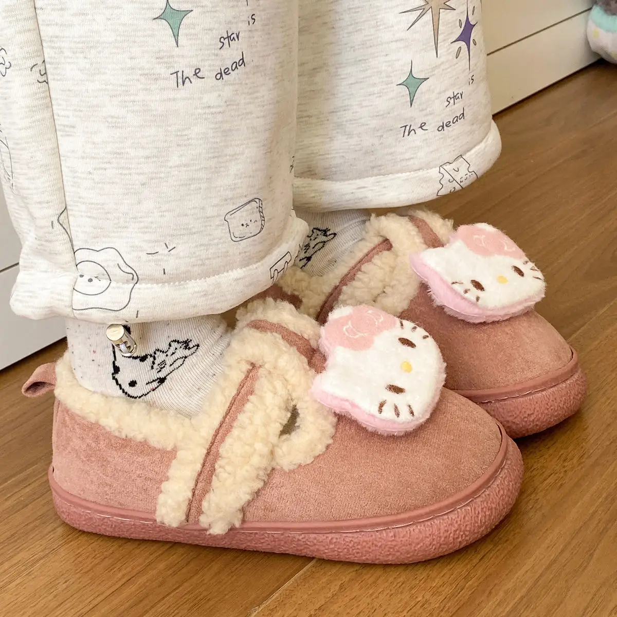 Cute Cat Design Cotton Slippers Women Winter Warm — feature 27