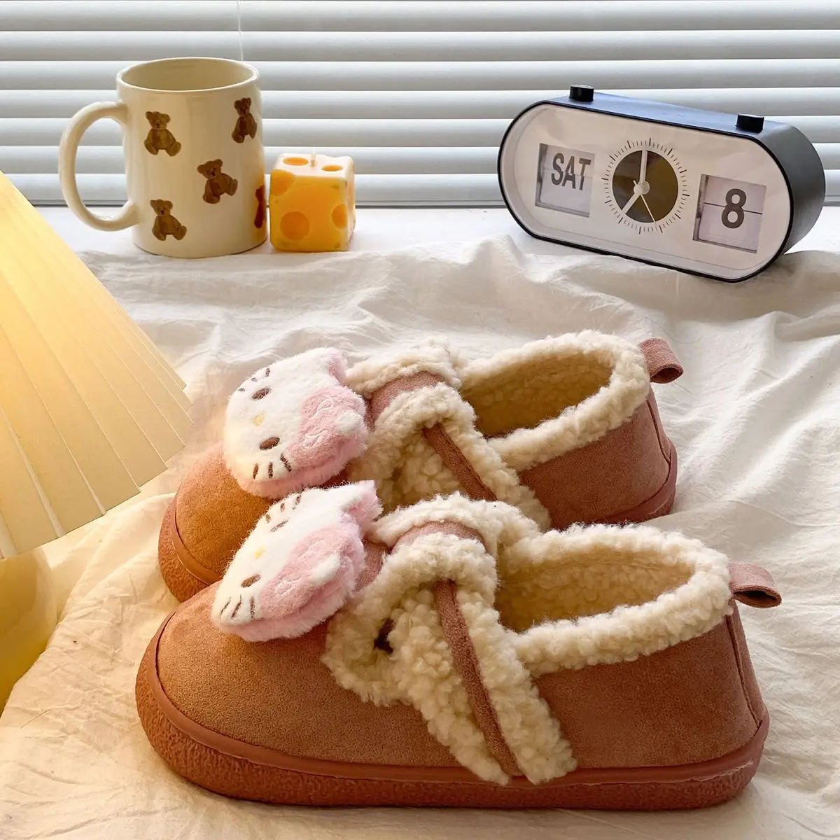 Cute Cat Design Cotton Slippers Women Winter Warm — feature 28