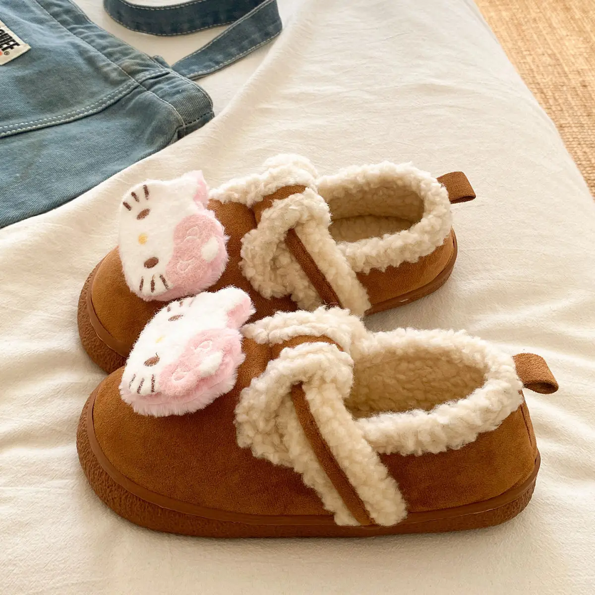 Cute Cat Design Cotton Slippers Women Winter Warm — feature 29