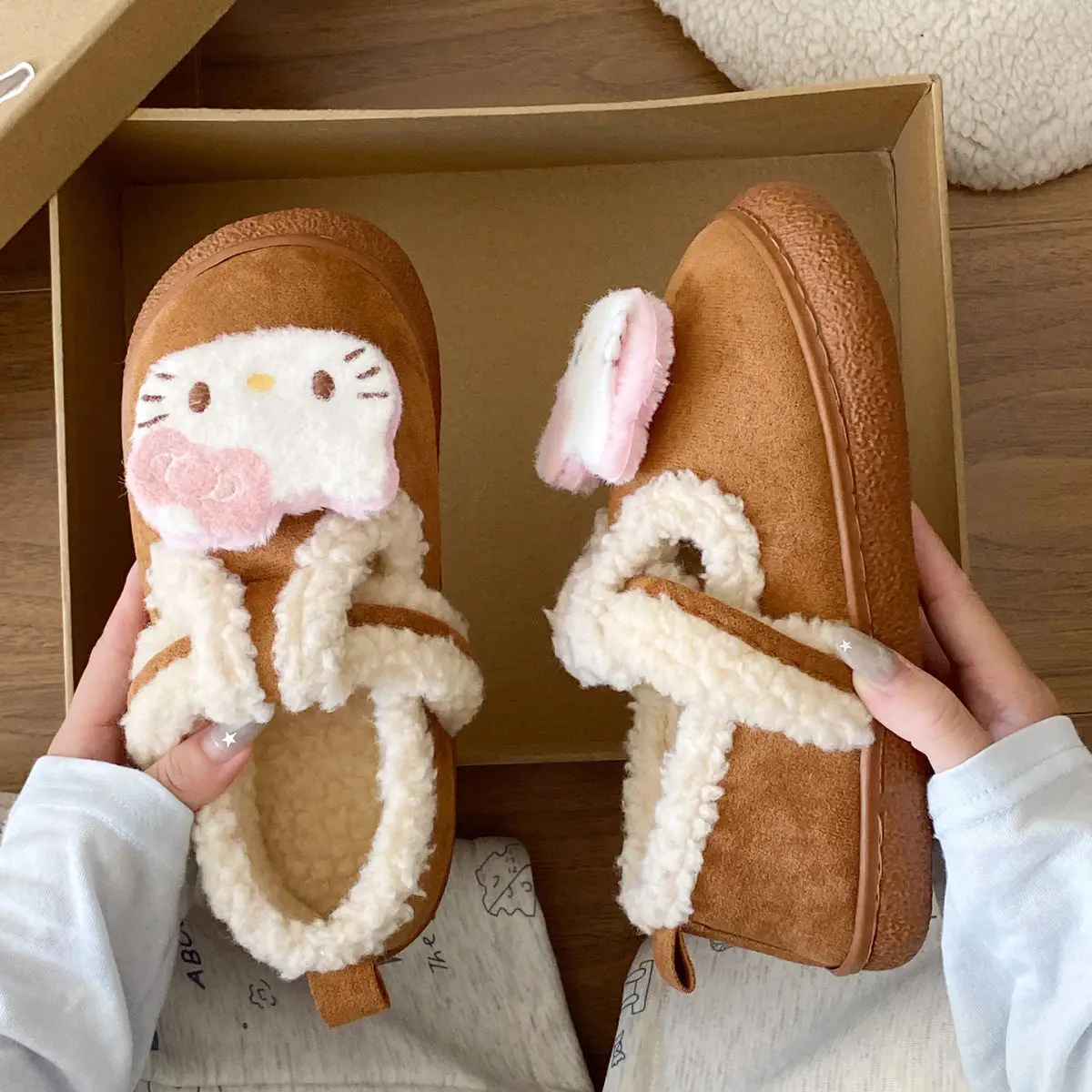 Cute Cat Design Cotton Slippers Women Winter Warm — feature 30
