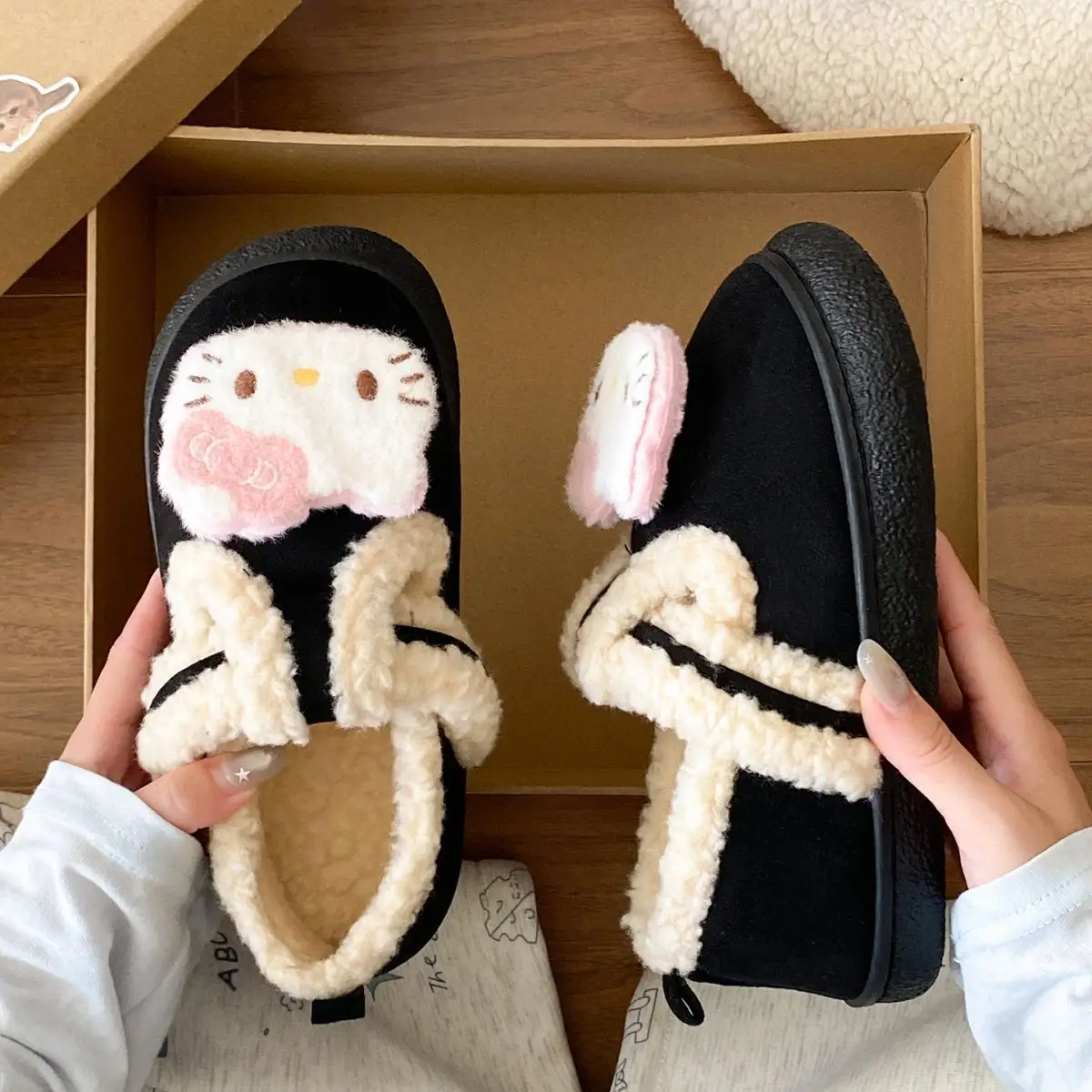 Cute Cat Design Cotton Slippers Women Winter Warm — feature 31
