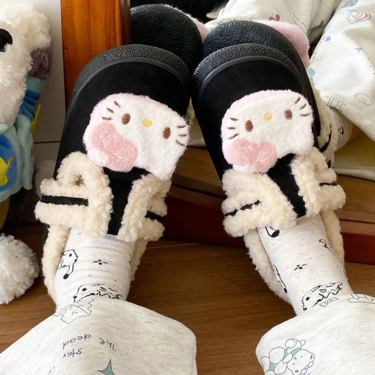 Cute Cat Design Cotton Slippers Women Winter Warm — feature 32