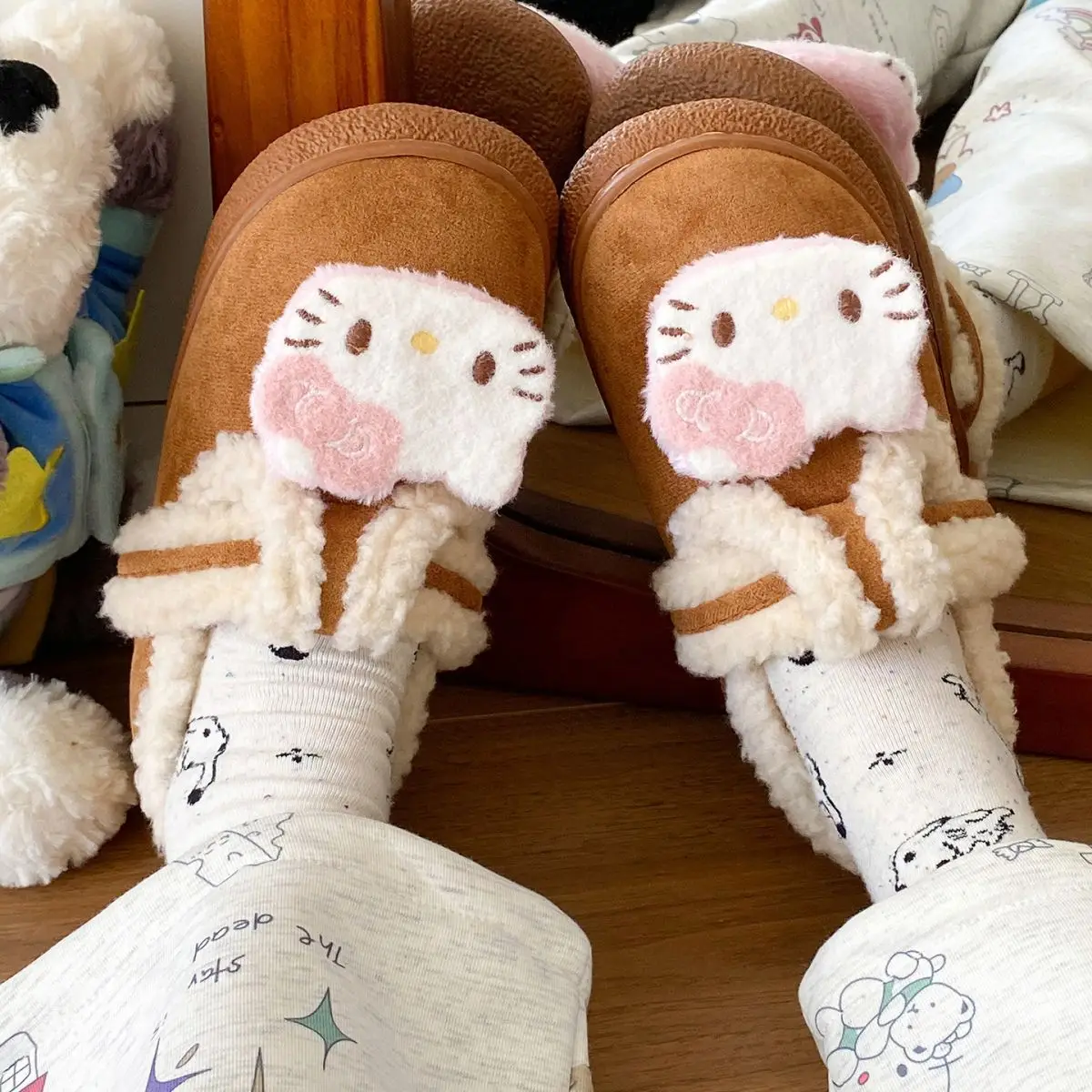 Cute Cat Design Cotton Slippers Women Winter Warm — feature 33