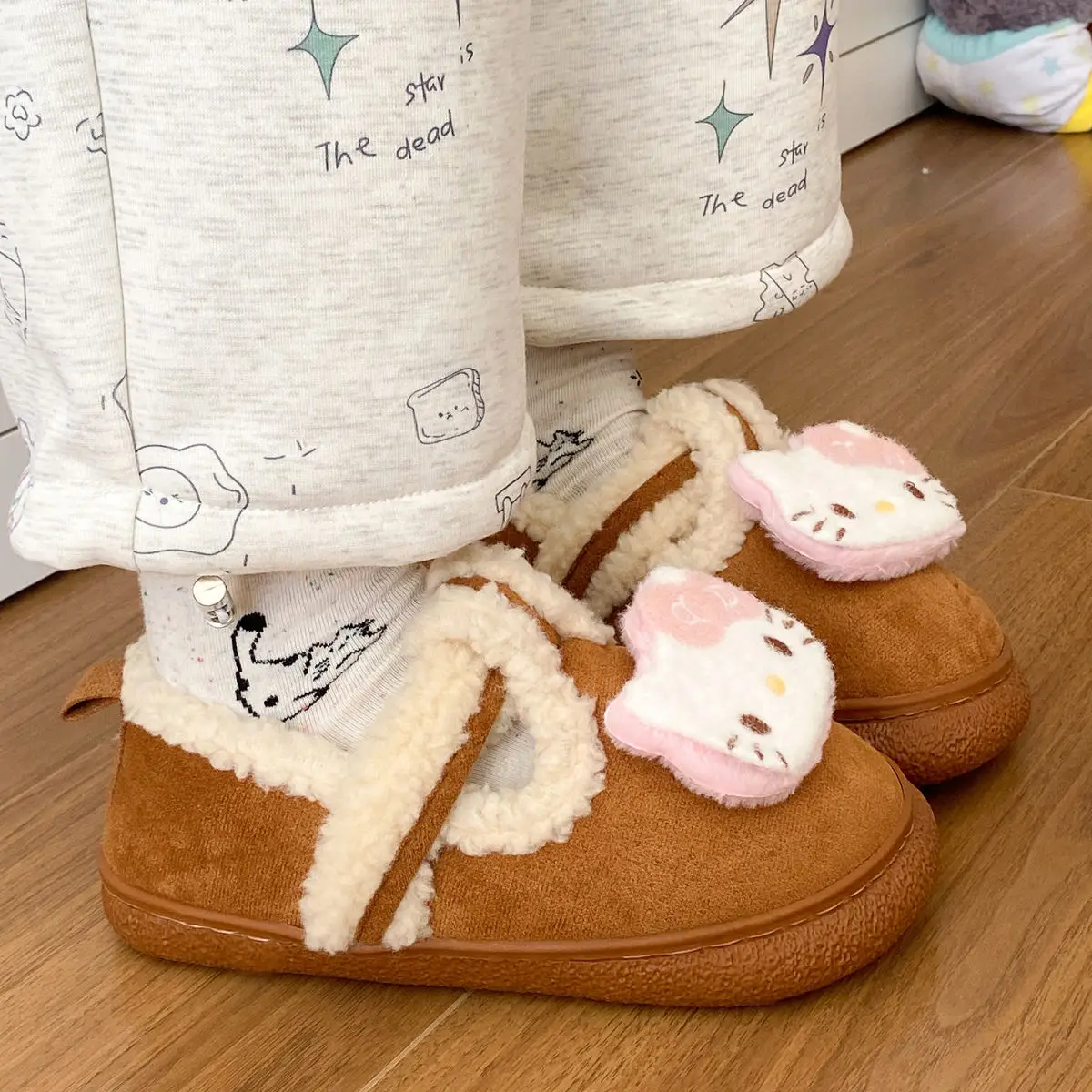 Cute Cat Design Cotton Slippers Women Winter Warm — feature 34