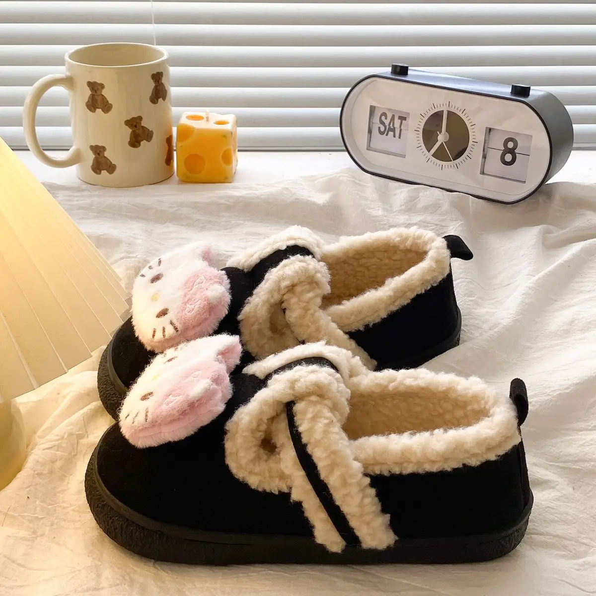 Cute Cat Design Cotton Slippers Women Winter Warm — feature 36