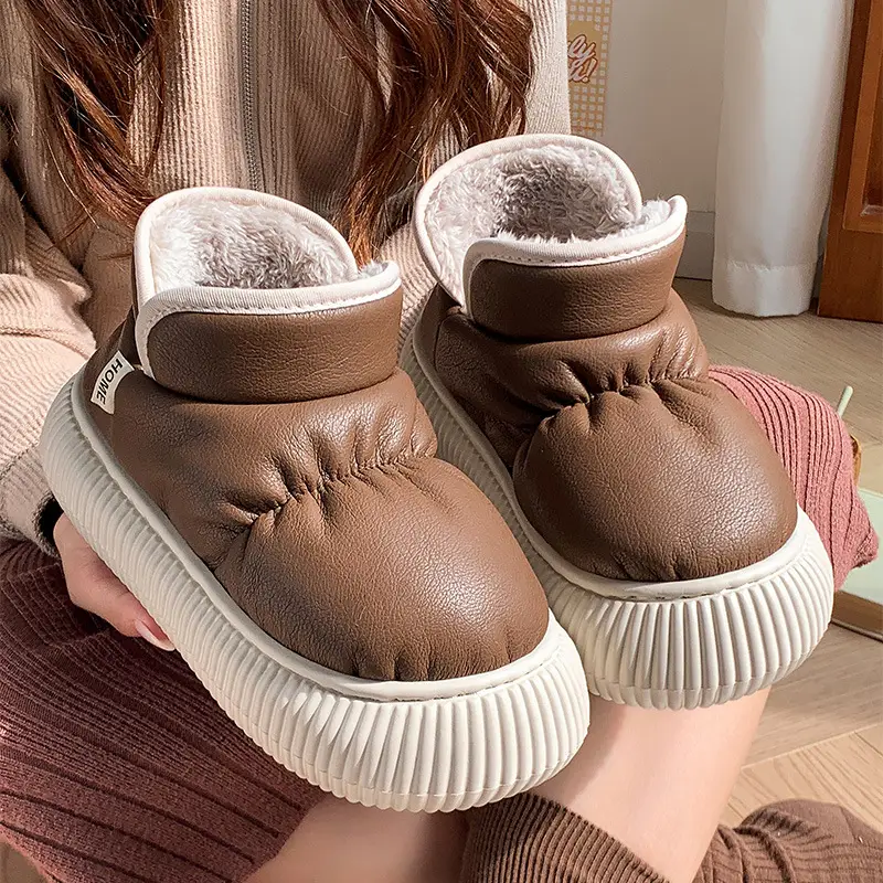 2025 New Cotton Slippers for Women in Winter, High-Top Non-Slip Comfortable Thick-Soled Outer Snow Boots with Velvet Cotton Shoes