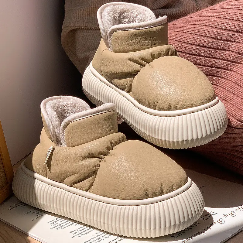 2025 New Cotton Slippers for Women in Winter, High-Top Non-Slip Comfortable Thick-Soled Outer Snow Boots with Velvet Cotton Shoes
