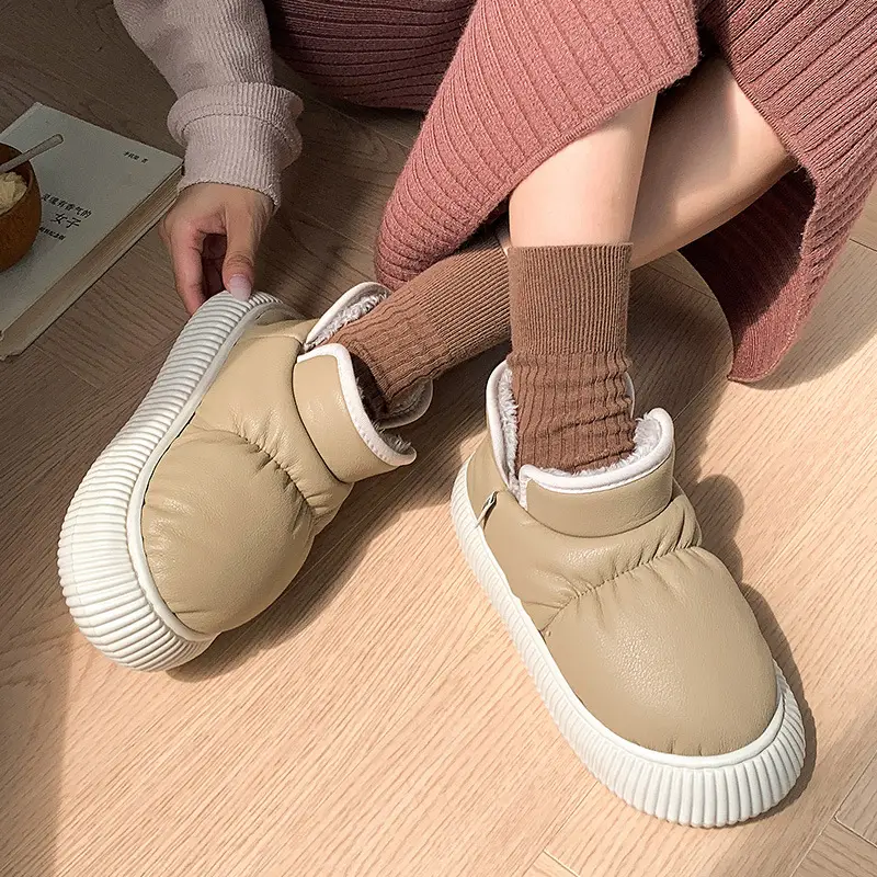2025 New Cotton Slippers for Women in Winter, High-Top Non-Slip Comfortable Thick-Soled Outer Snow Boots with Velvet Cotton Shoes