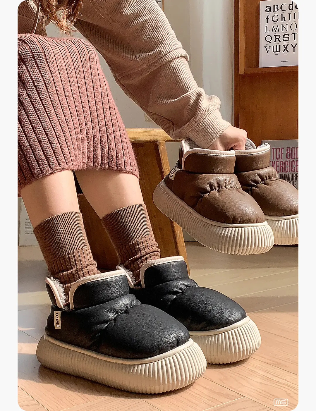 2025 New Cotton Slippers for Women in Winter, High-Top Non-Slip Comfortable Thick-Soled Outer Snow Boots with Velvet Cotton Shoes — feature 7