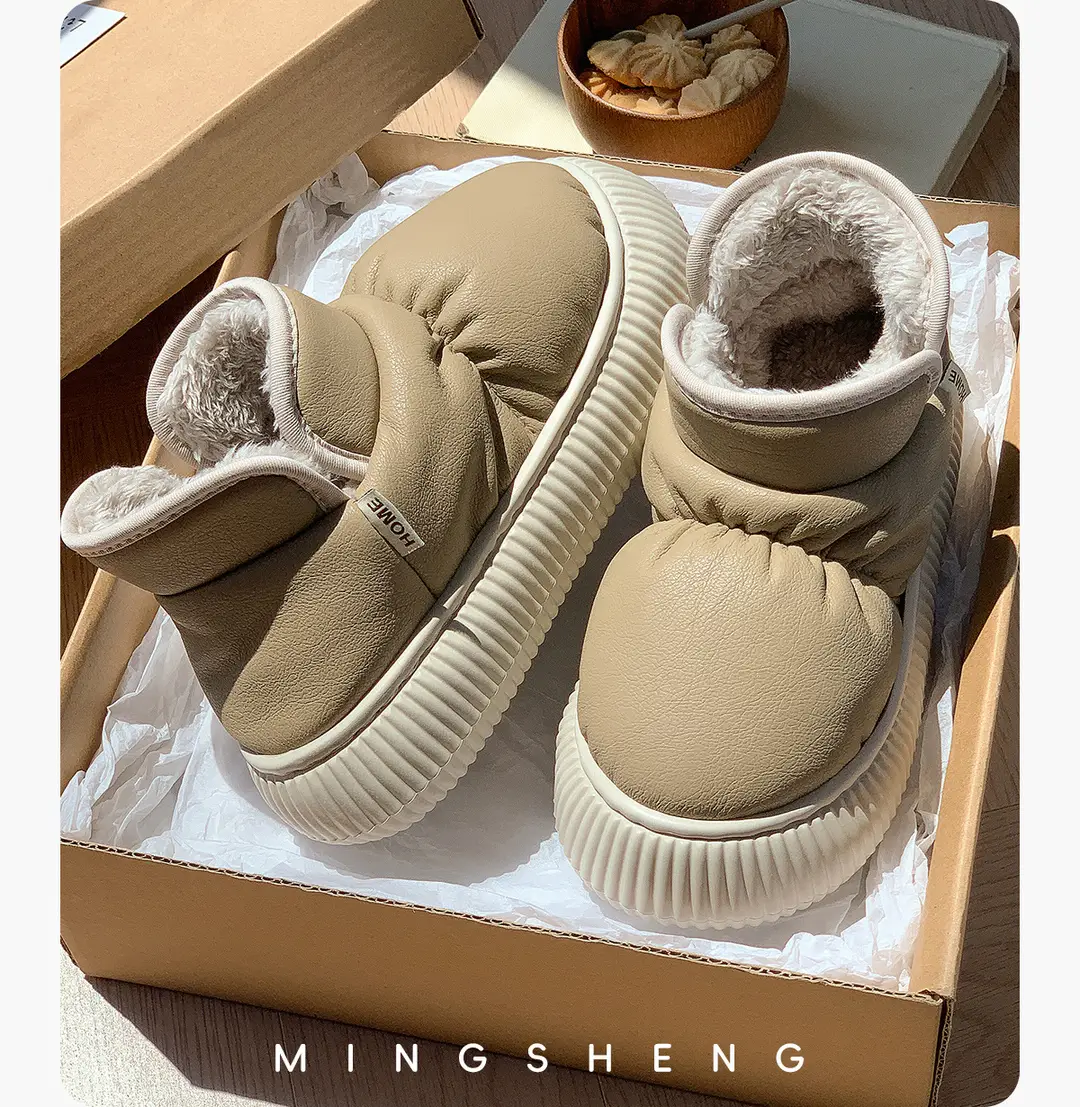2025 New Cotton Slippers for Women in Winter, High-Top Non-Slip Comfortable Thick-Soled Outer Snow Boots with Velvet Cotton Shoes — feature 9