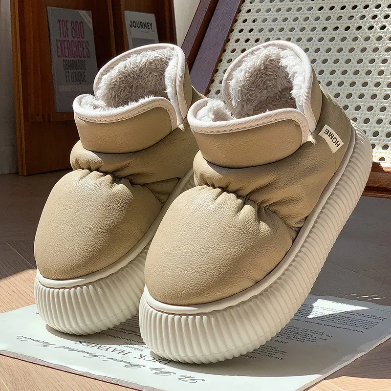 2025 New Cotton Slippers for Women in Winter, High-Top Non-Slip Comfortable Thick-Soled Outer Snow Boots with Velvet Cotton Shoes
