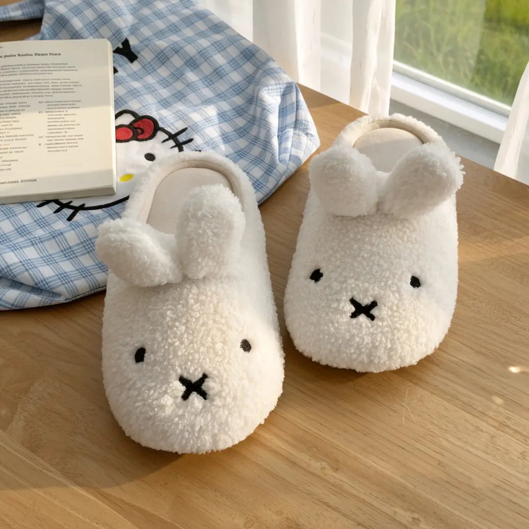 Qidan Shoe Factory Cartoon Cotton Slippers Women's Winter Home Indoor Cute Stuffed Warm Thick-Soled Anti-Slip Furry Slippers