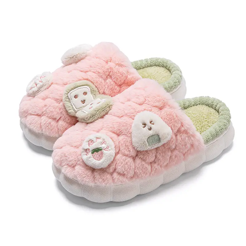 Women Cotton Plush Slippers Pink Green 2023 - Image 5