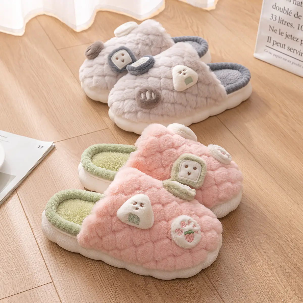 Women Cotton Plush Slippers Pink Green 2023 - Image 8