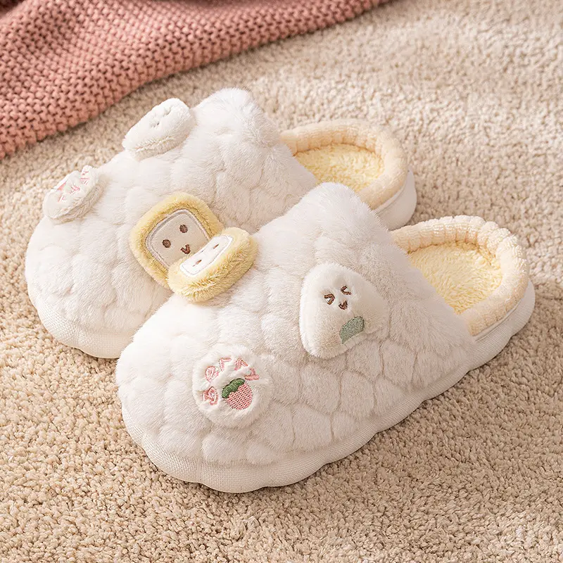 Women Cotton Plush Slippers Pink Green 2023 - Image 3
