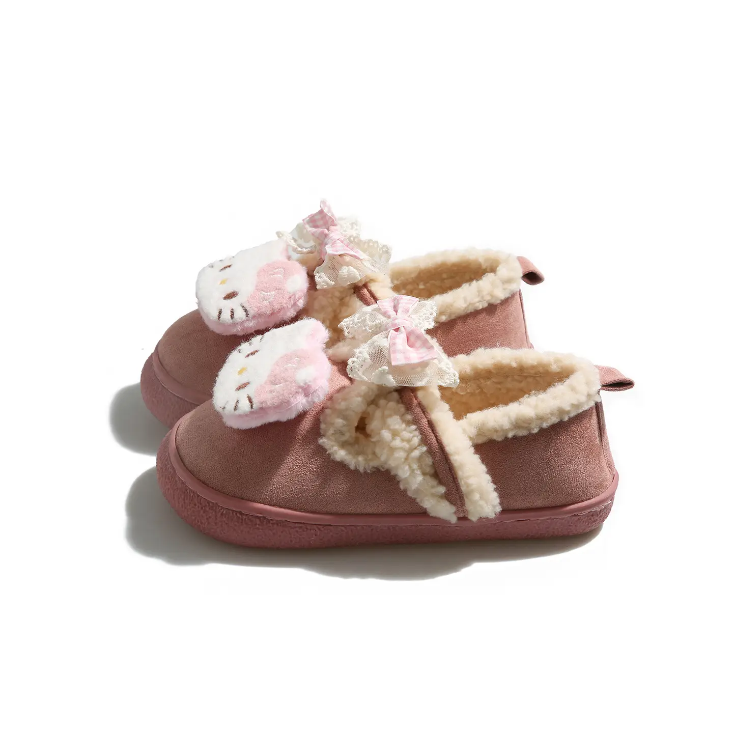 Winter Bow Embroidered Soft Slippers for Women