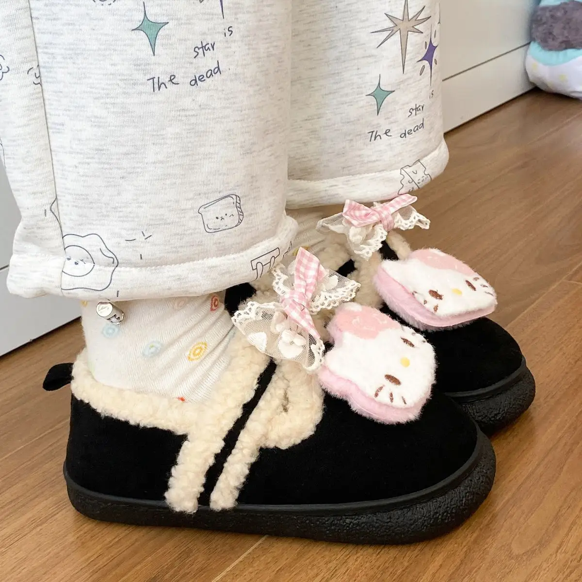 Winter Bow Embroidered Soft Slippers for Women — feature 34