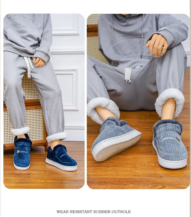 Fleece Lined Warm Slipper Grey for Men Women — feature 11