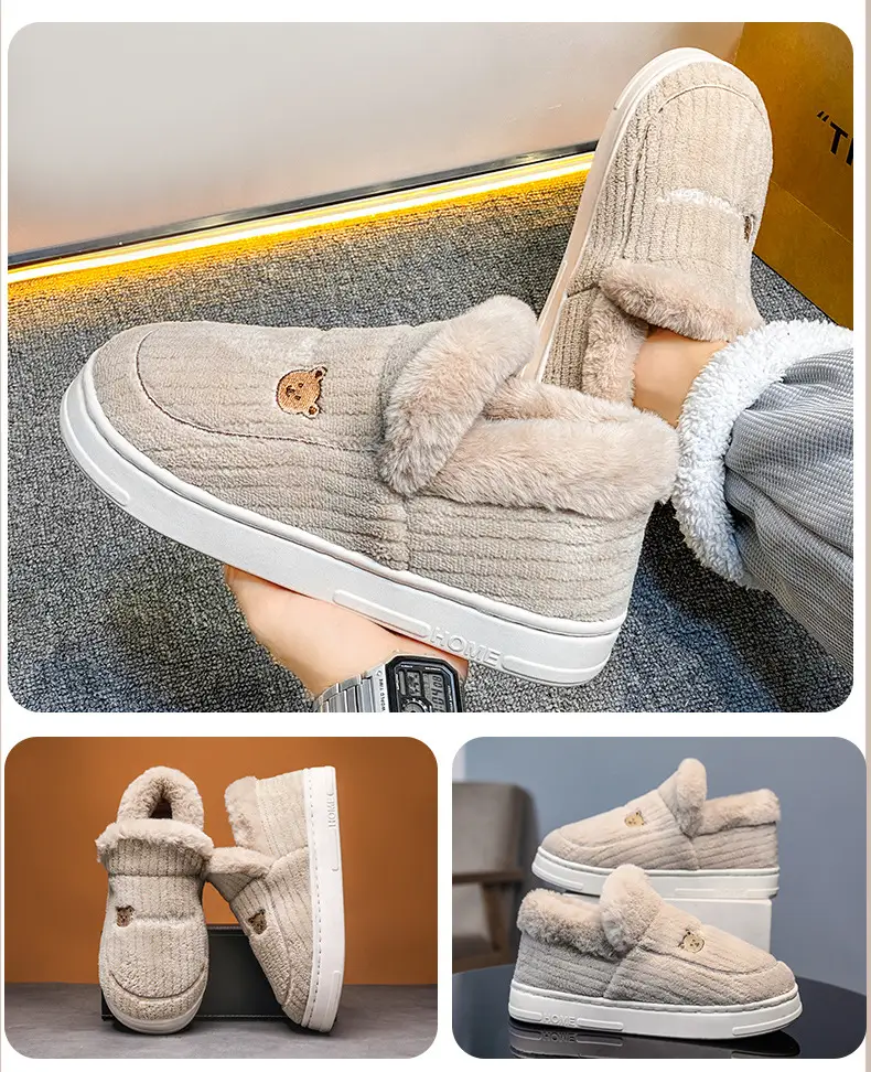 Fleece Lined Warm Slipper Grey for Men Women — feature 14