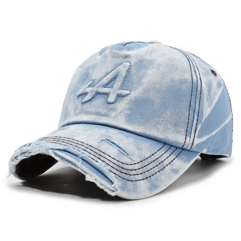 Unisex Distressed Soft Cap with 3D Embroidery Brown - Image 3