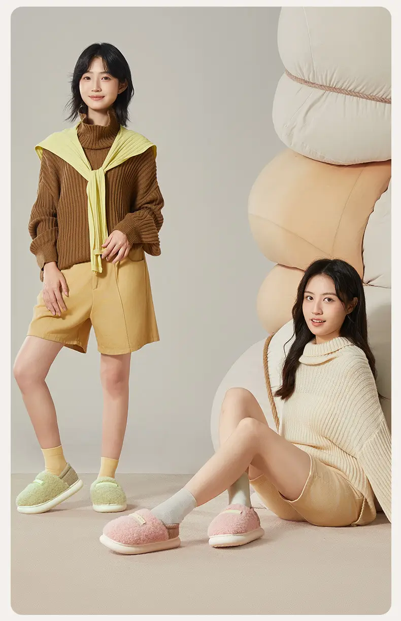 Women's Pink Woolly Slippers Warm Anti-Slip EVA — feature 9