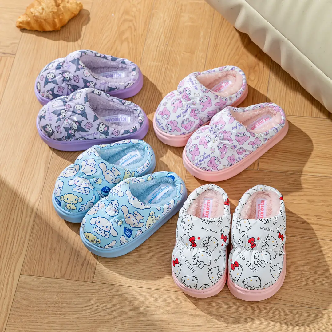 Sanrio Autumn and Winter Children's Cotton Shoes, Winter Indoor Thick-Soled Warm Soft-Soled Slippers, Waterproof Parent-Child Slippers - Image 5