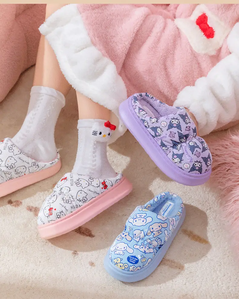 Sanrio Autumn and Winter Children's Cotton Shoes, Winter Indoor Thick-Soled Warm Soft-Soled Slippers, Waterproof Parent-Child Slippers — feature 21