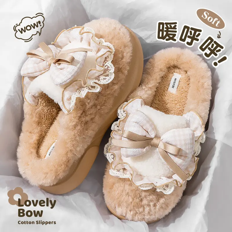 Women Pink Bow Slippers 2025 Warm Anti-Slip - Image 3