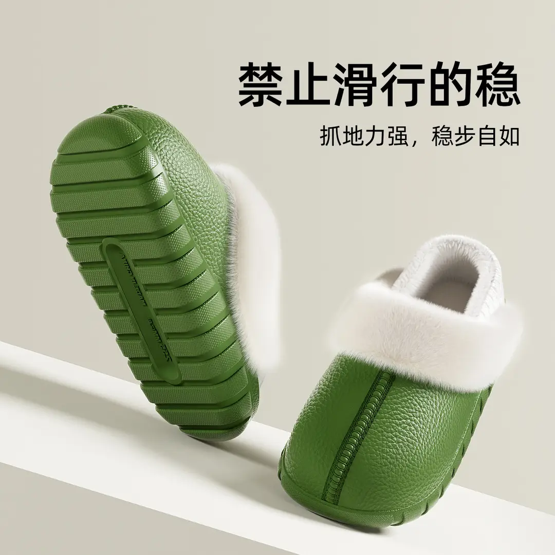 Cotton Slippers for Women, Winter Home Use, Indoor Non-Slip Couple Home Warm Winter Plush Bag Heel Cotton Slippers for Men - Image 11