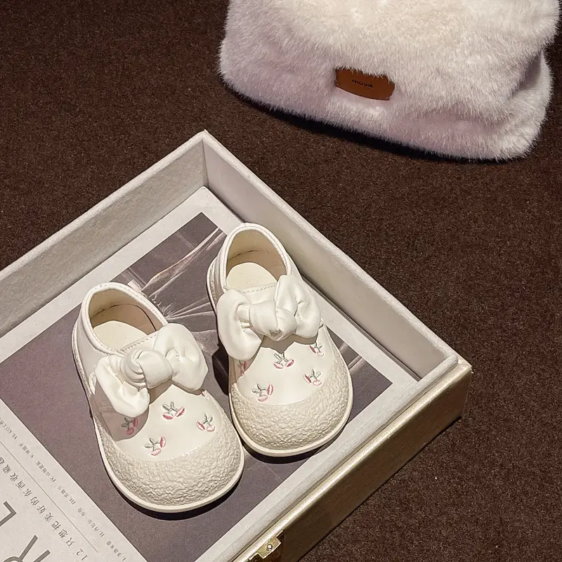 Baby Girl Bow Shoes White 1-3Yr Baotou Soft Sole