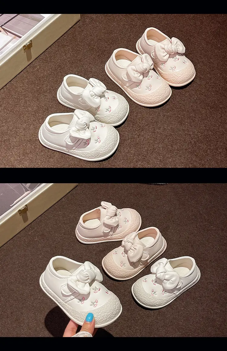 Baby Girl Bow Shoes White 1-3Yr Baotou Soft Sole — feature 12