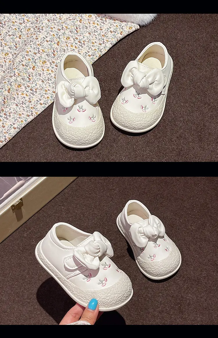 Baby Girl Bow Shoes White 1-3Yr Baotou Soft Sole — feature 15