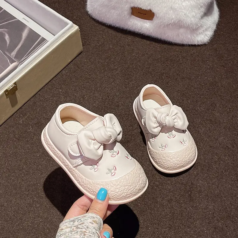Baby Girl Bow Shoes White 1-3Yr Baotou Soft Sole