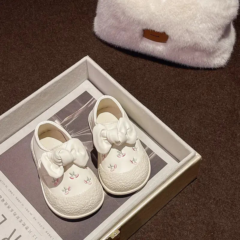 Baby Girl Bow Shoes White 1-3Yr Baotou Soft Sole