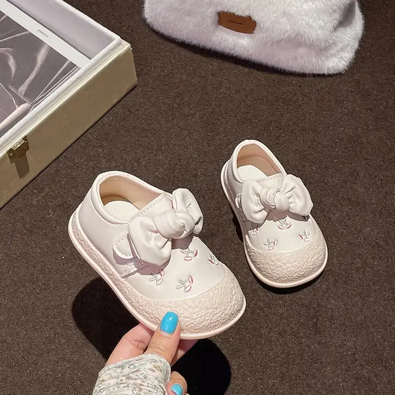 Baby Girl Bow Shoes White 1-3Yr Baotou Soft Sole