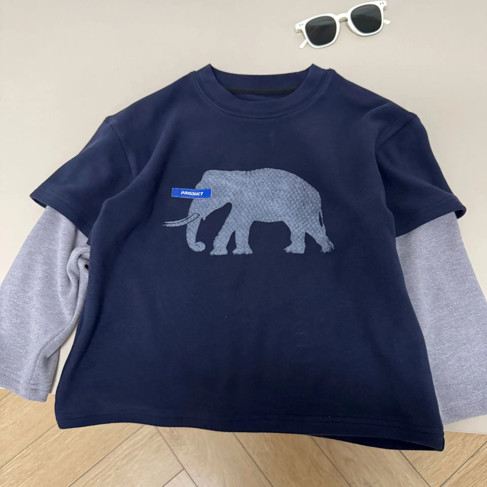 Boys Long Sleeve T-Shirt Navy Elephant Design Winter 2026 โ feature 5