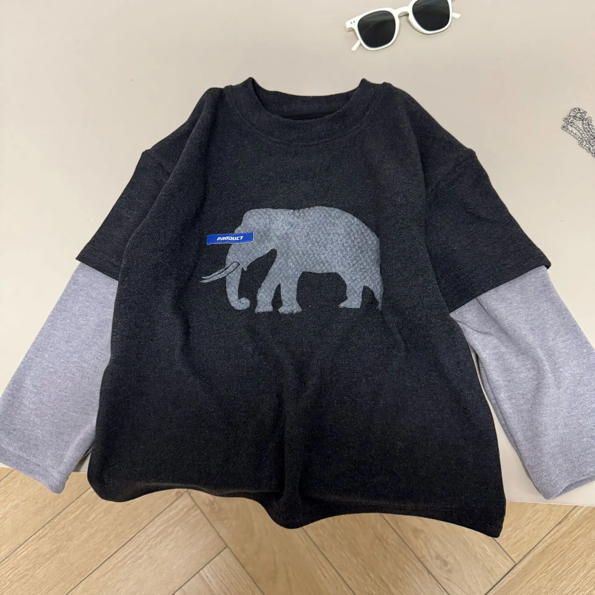 Boys Long Sleeve T-Shirt Navy Elephant Design Winter 2026 โ feature 6