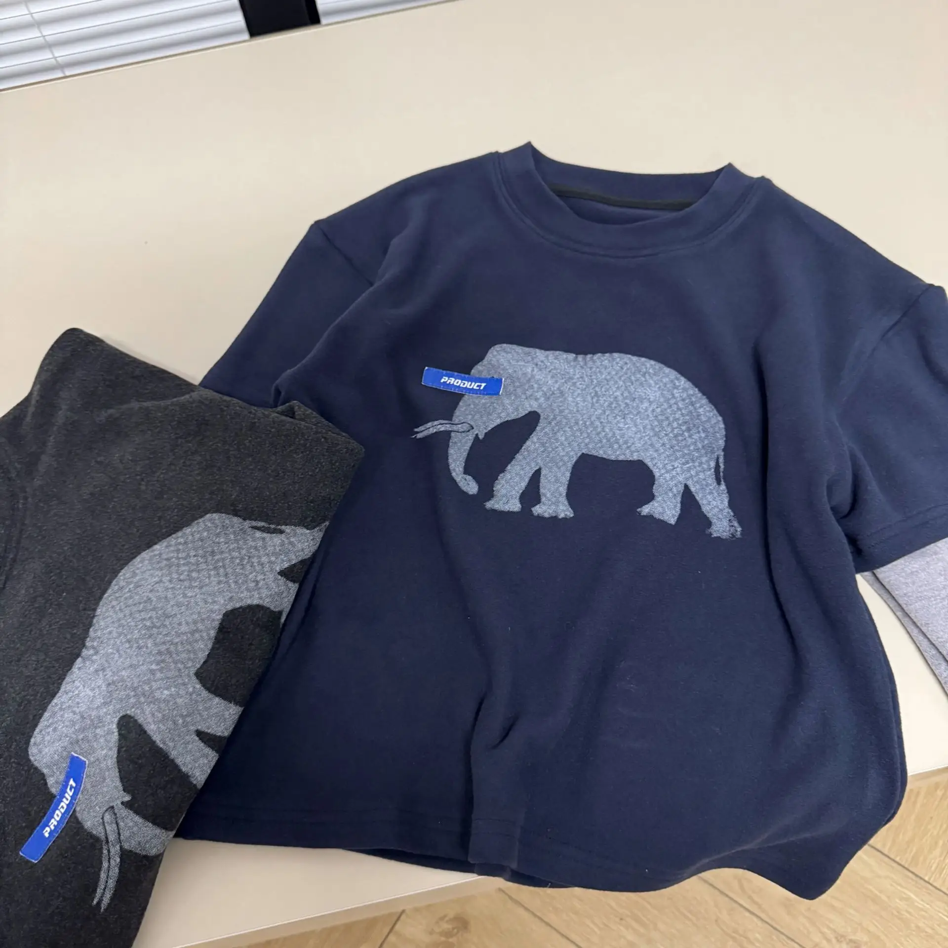 Boys Long Sleeve T-Shirt Navy Elephant Design Winter 2026 โ feature 7